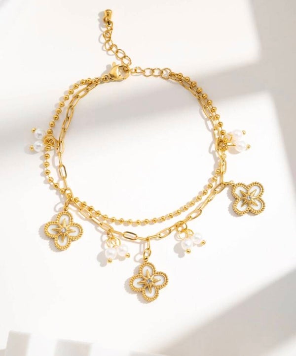 Golden Clover Double Layer Armband