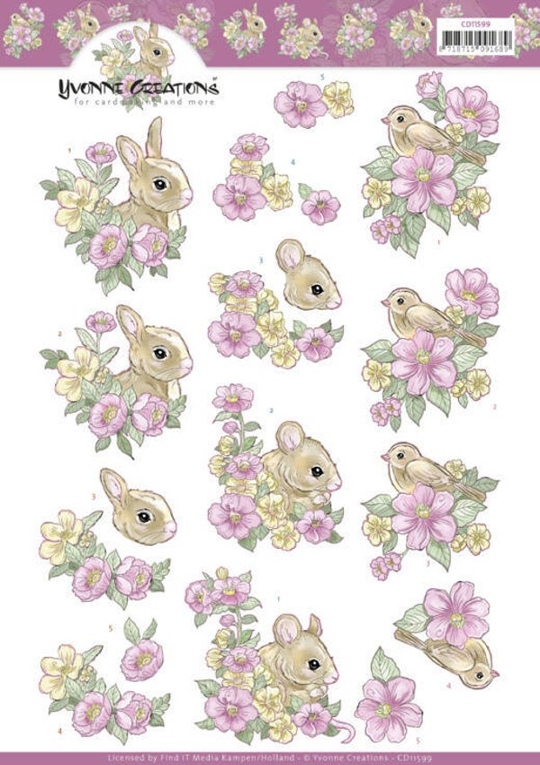 Pink flowers and Animals
