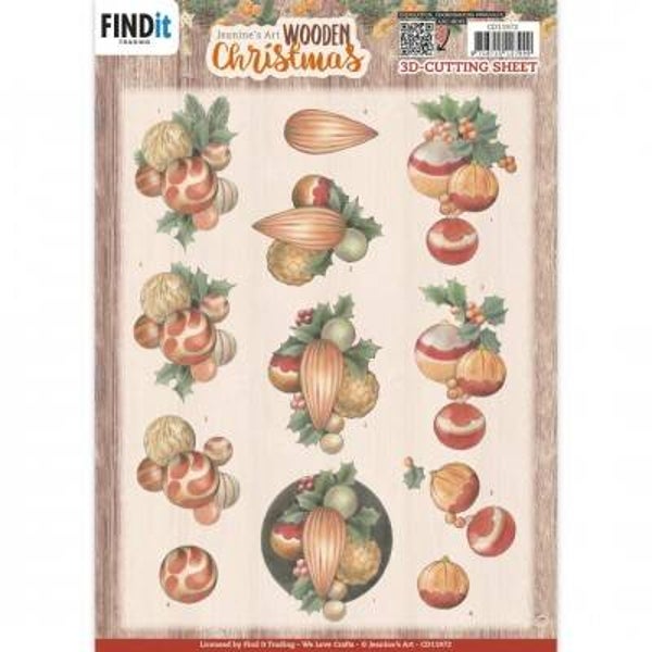 Wooden Christmas - Orange Baubles