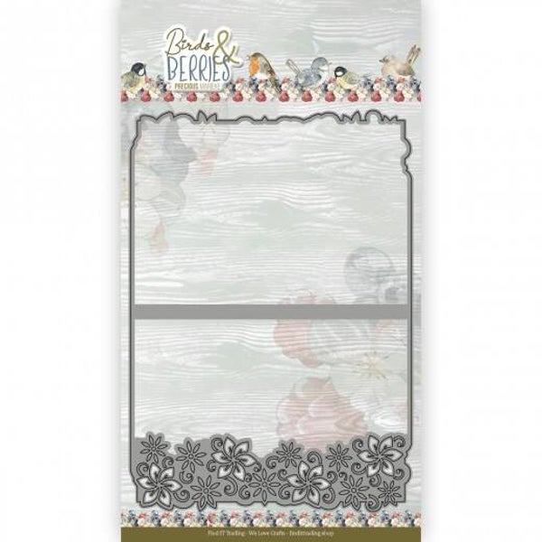 CDCD10119 Precious Marieke - Birds and Berries - Frame Card Flower Border A5