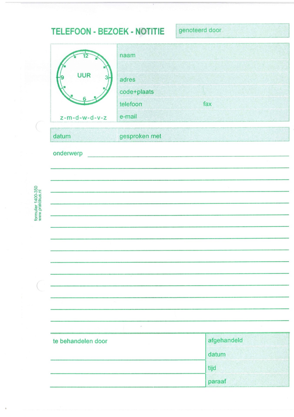 Telefoonotitie blok tot 50 bloks