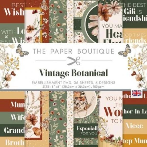 PB1925 Vintage Botanical 8x8 Embellishments Pad