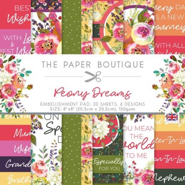 PB1980 Peony Dreams 8x8 Embellishments Pad