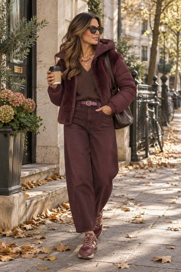 Anorak Burgundy met opgestikte bodywarmer