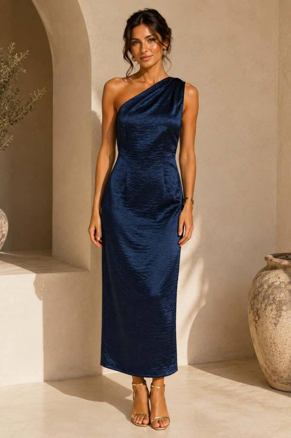 Jurk one shoulder Navy