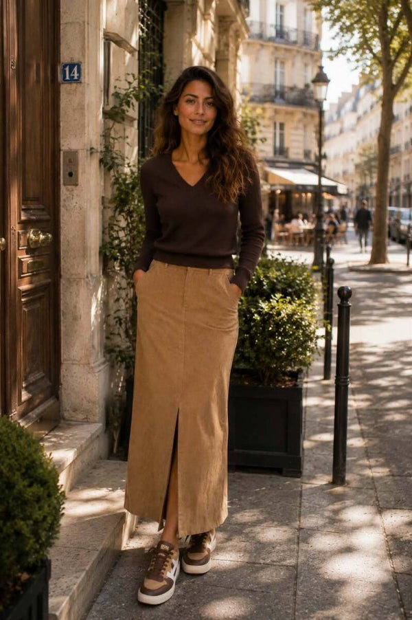 Rok velours camel