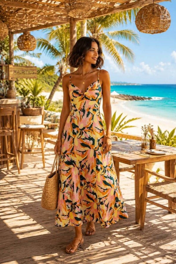 Jurk print spaghetti