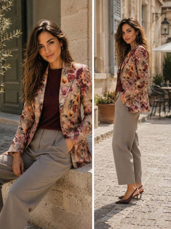 Blazer fluweel met bloem