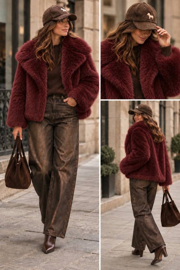 Mantel pels burgundy