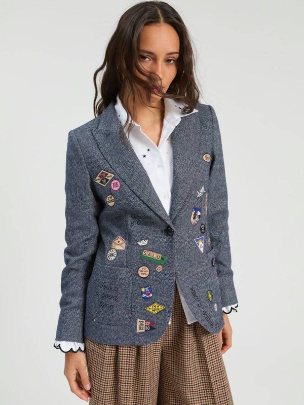 Blazer blauw met borduursels