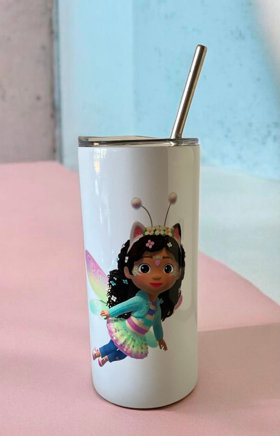 Drinkfles met rietje .