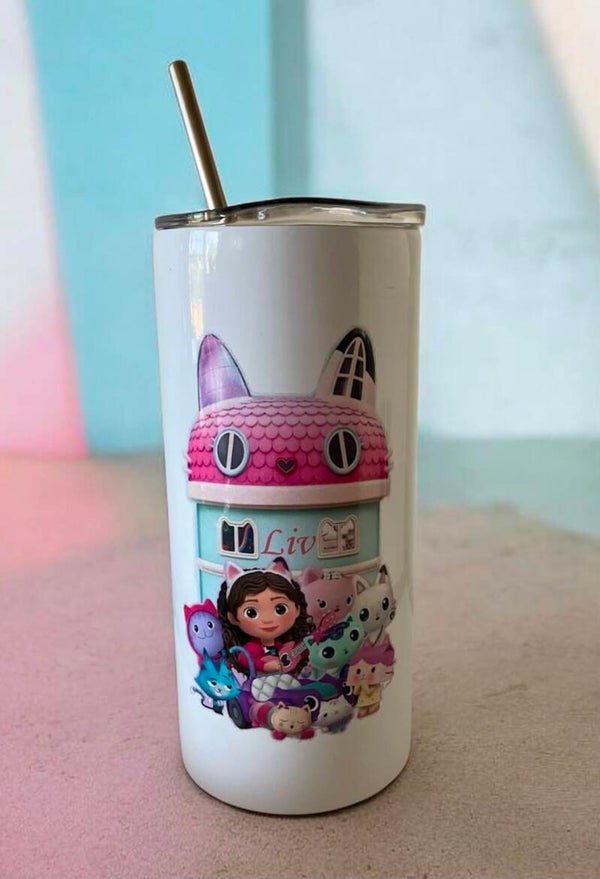 Drinkfles met rietje .