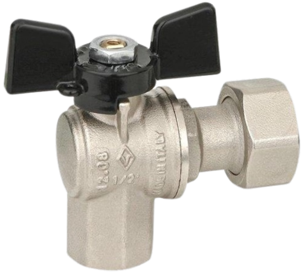 BUGATTI - Valvola a sfera ad angolo a passaggio totale FF dado mobile