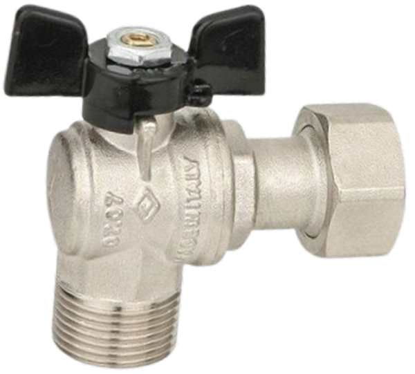 BUGATTI - Valvola a sfera ad angolo a passaggio totale MF dado mobile