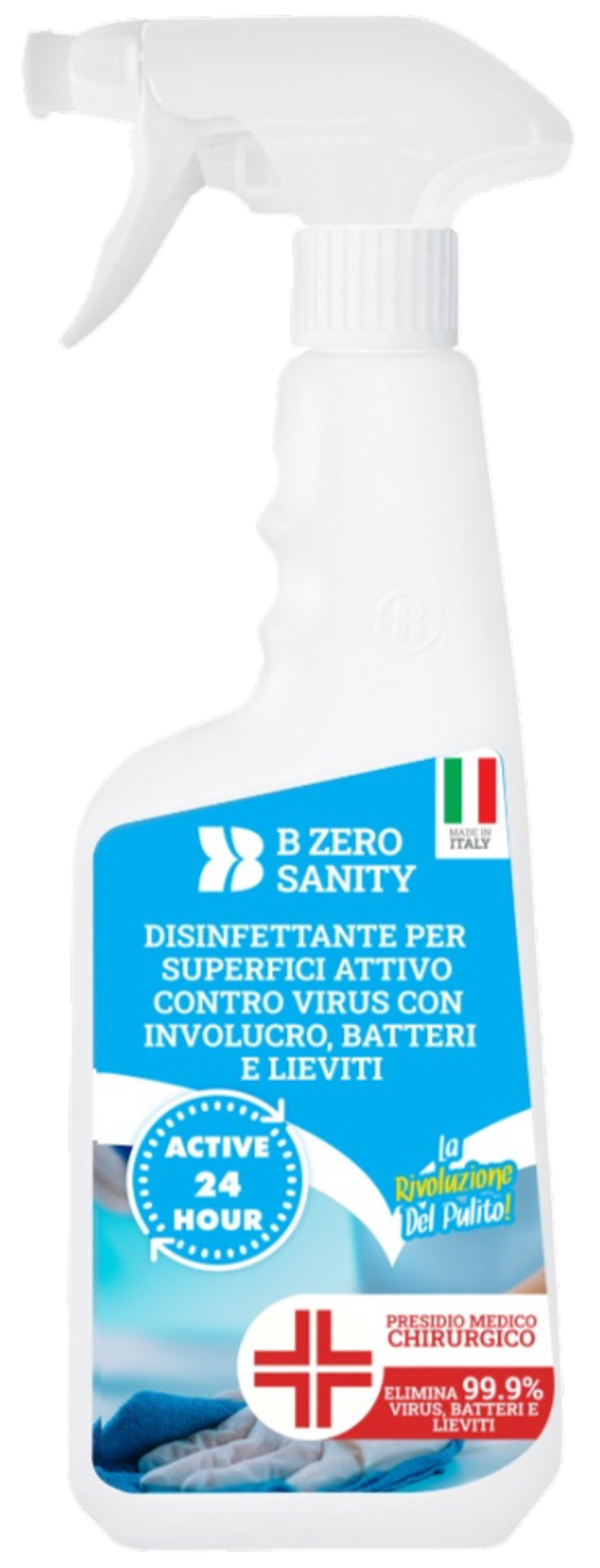 BONASYSTEMS - B Zero Sanity - Disinfettante per superfici contro virus con involucro, batteri e lieviti