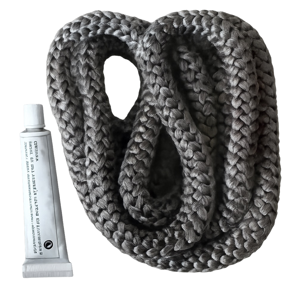 Guarnizione in Fibra di Vetro per stufe, inserti e forni + Colla - Lunghezza 2,5 m - Ø 9-12 mm