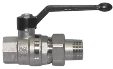 Valvola a sfera per collettore MF con bocchettone e leva