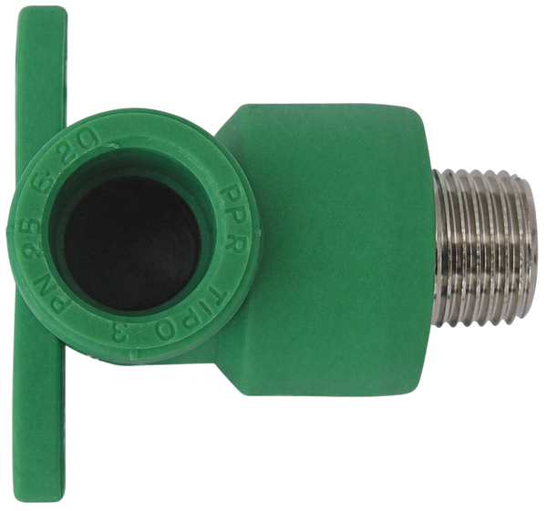 IKARO - Gomito filettato Maschio con staffe - Polipropilene - 1/2" x Ø 20