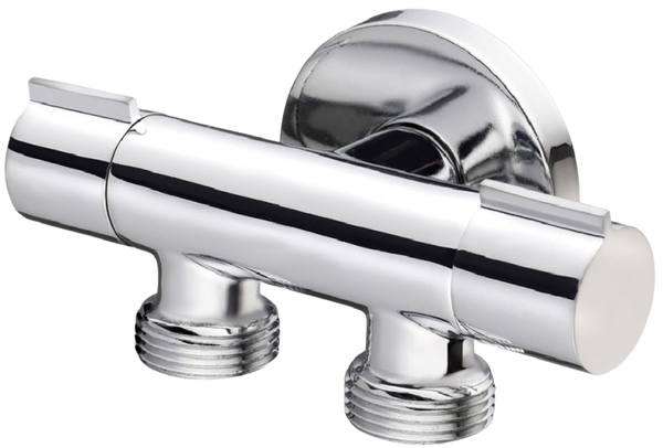 Rubinetto doppio attacco lavatrice salvaspazio - 1/2"x3/4" - Cromato