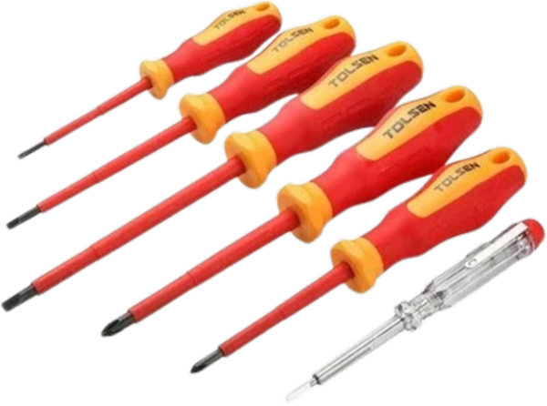 TOLSEN - Set 6 cacciaviti misti VDE - 3x75, 4x100, 5,5x100, 1x80
