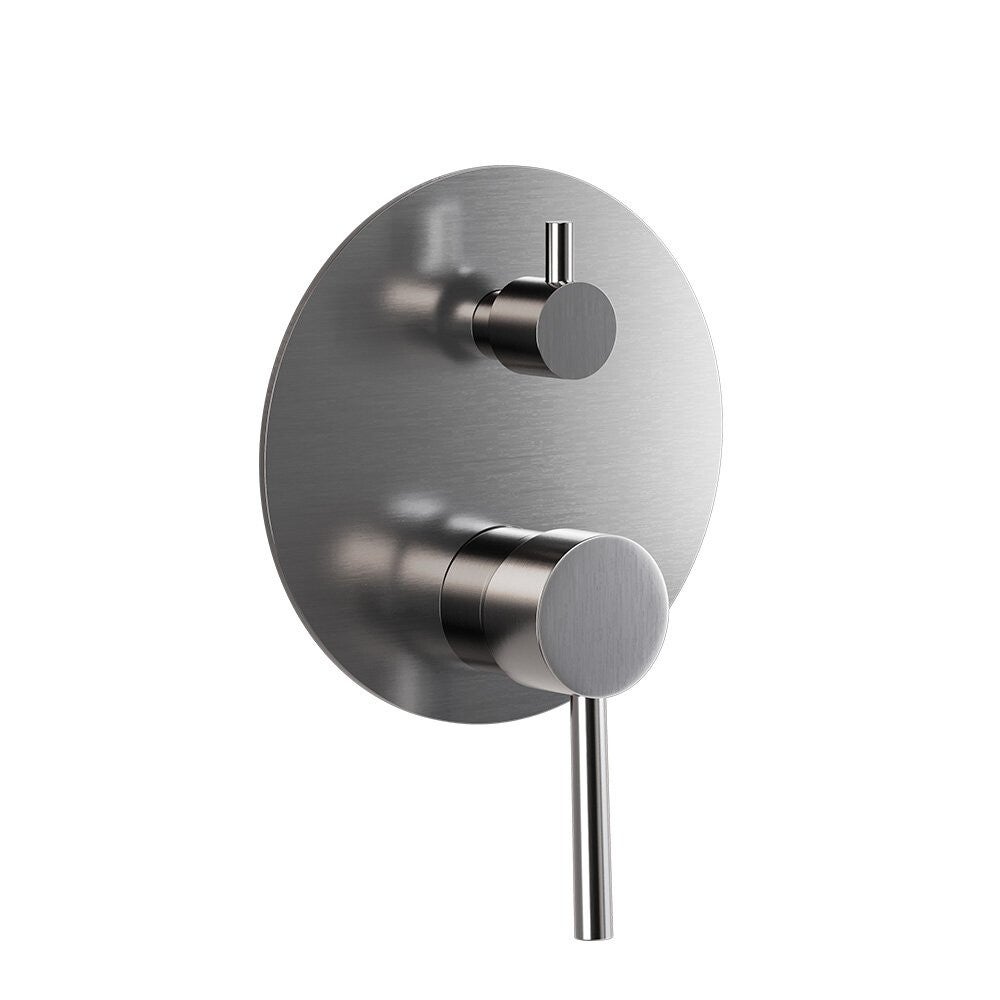 ARES - Miscelatore Incasso Round - Placca Round - Maniglia B - 2 Vie - Satinato