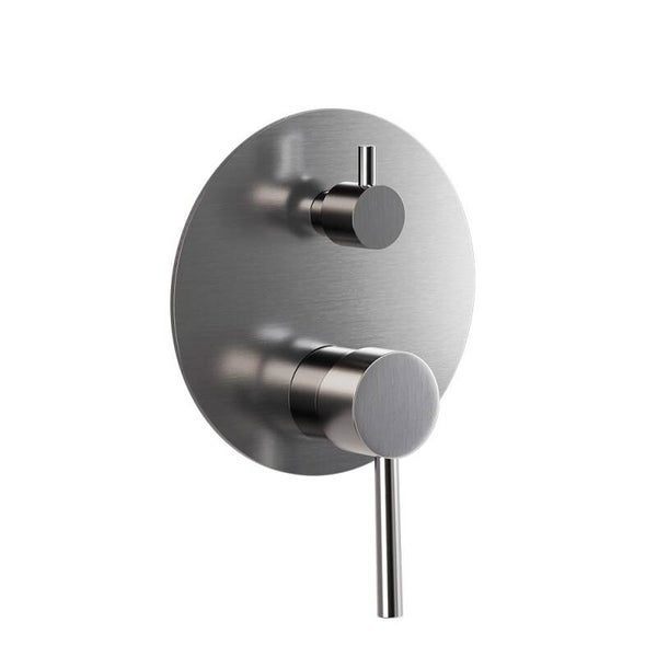 ARES - Miscelatore Incasso Round - Placca Round - Maniglia B - 2 Vie - Satinato