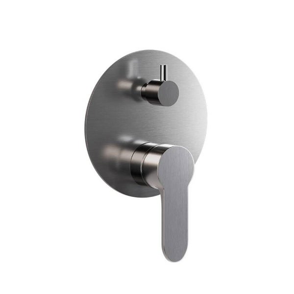 ARES - Miscelatore Incasso Round - Placca Round - Maniglia A - 2 Vie - Satinato