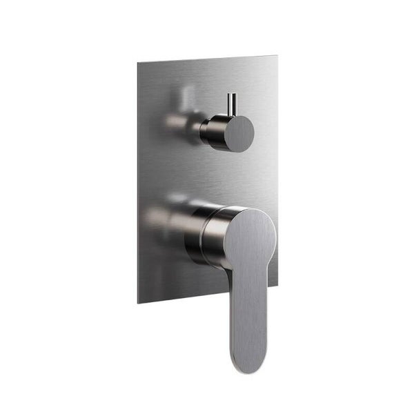 ARES - Maniglia Incasso Round - Placca Square - Maniglia A - 2 Vie - Satinato