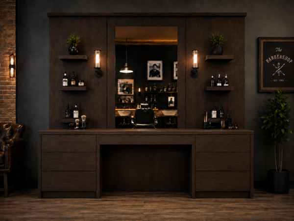 Konsola barberska Barber Line – dąb Casella ciemny