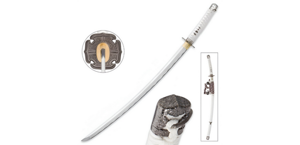Katana Blanc avec Lanière grise -110cm -ZS-9306D