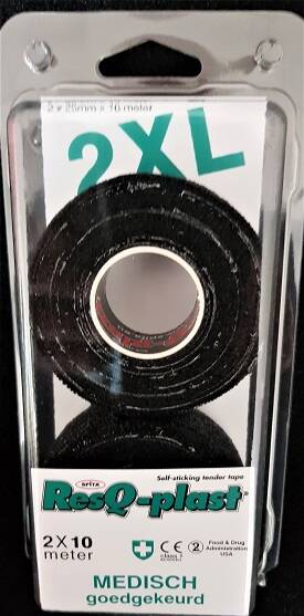 ResQ-Plast XL 2 rollen van 2,5cm x 10meter zwart