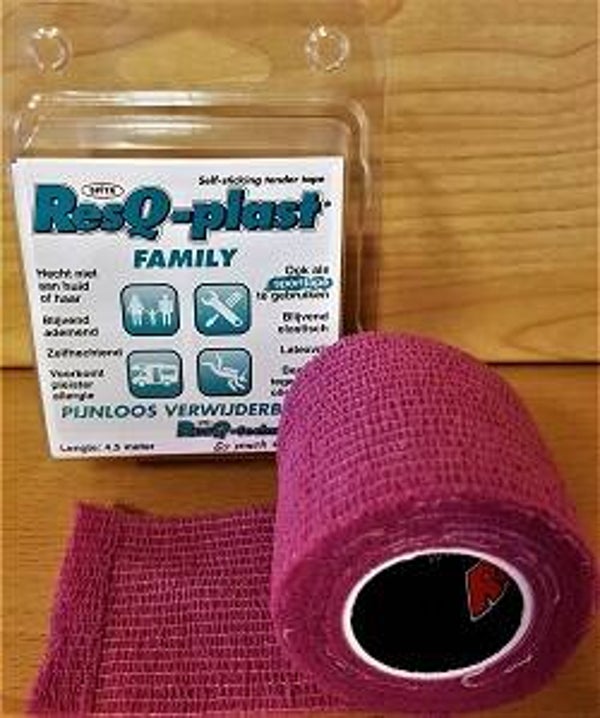 ResQ-Plast family 2,5cm x 4,5m roze zelfhechtende zwachtel