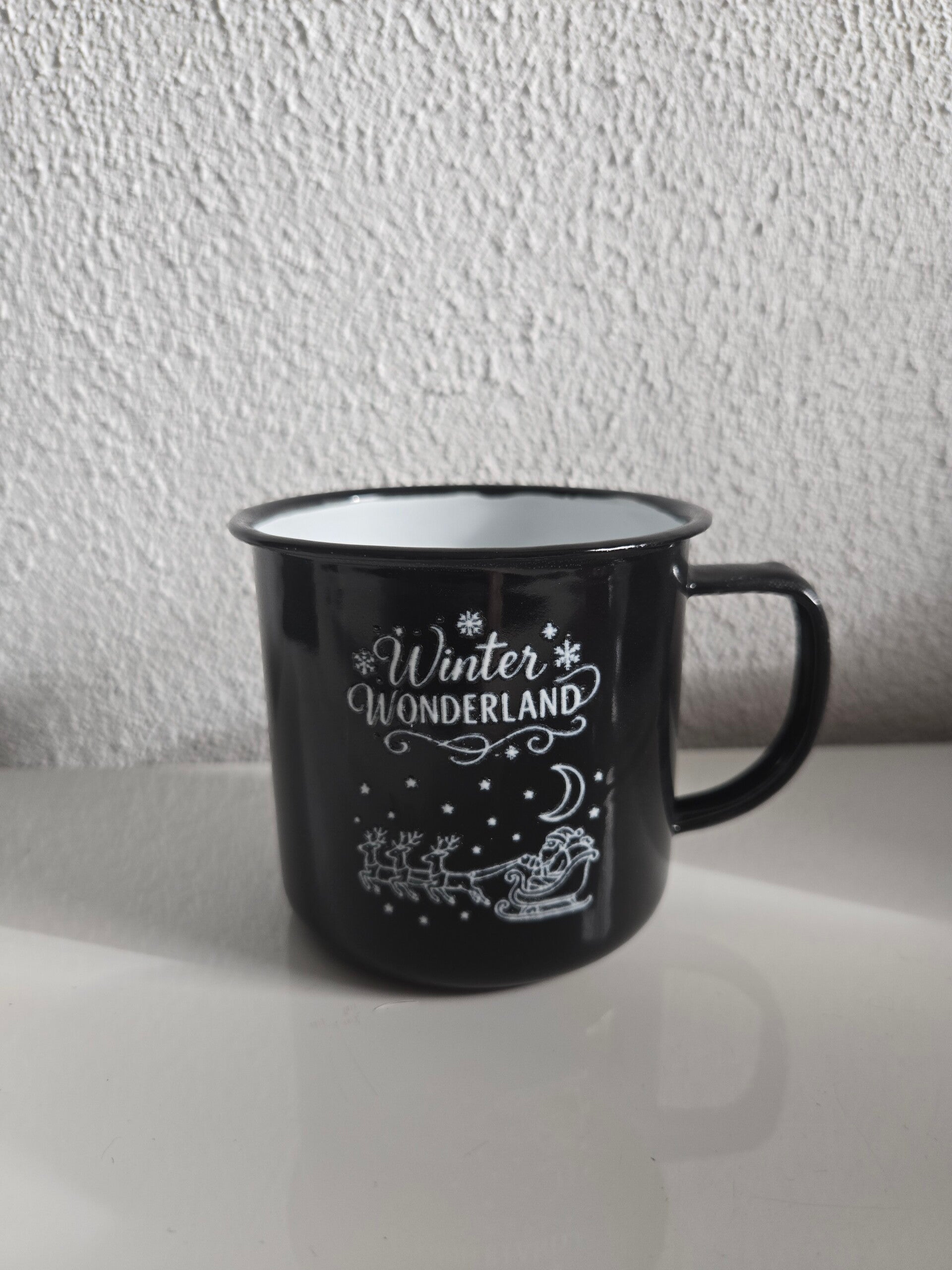 Tasse Schwarz Weiß Emaill