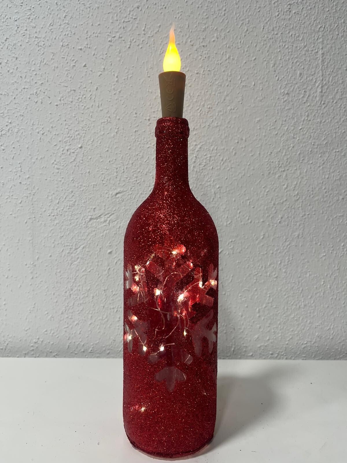 Flasche mit LED Beleuchtung und Glitzer