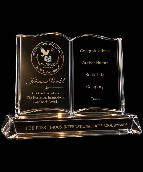 Crystal Glass Open-Book Trophy