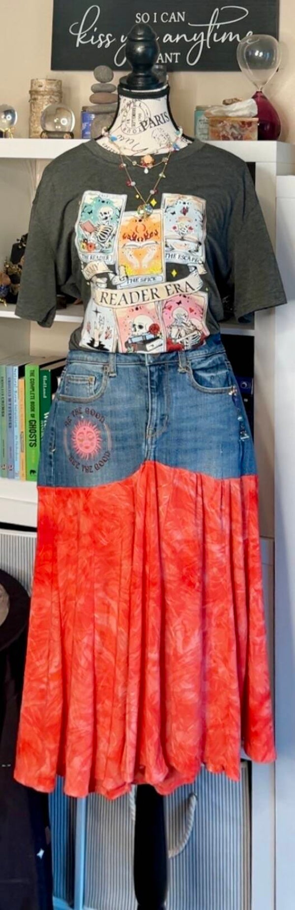 Coral Sun Jean Skirt
