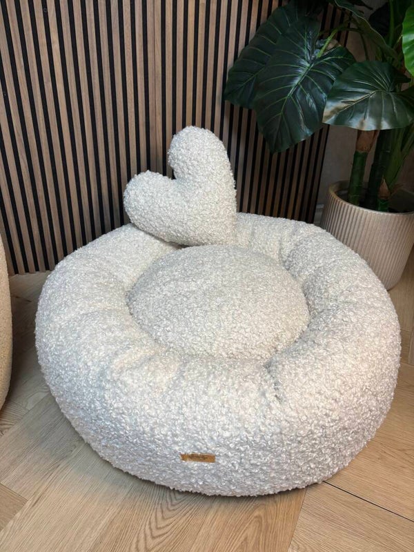 Luxury teddy donut with heart pillow white