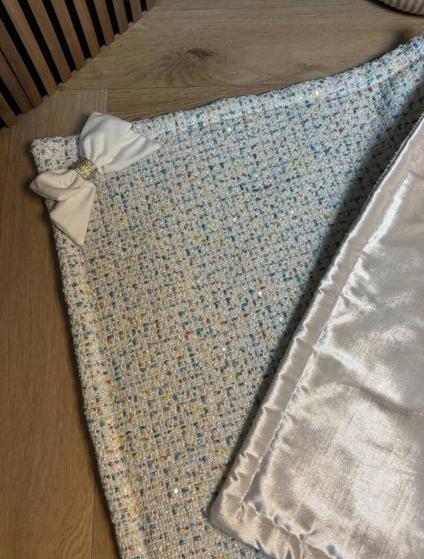 RLP limited bouclé plaid with bow white multi