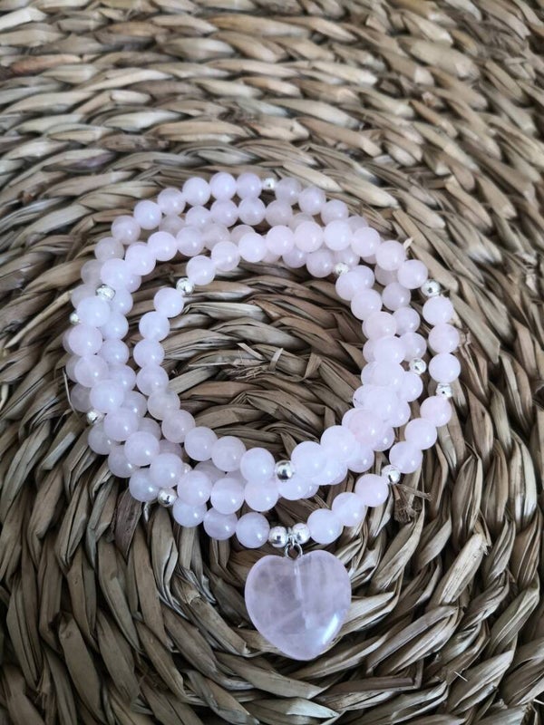 collier ou bracelet multi rangs Quartz rose