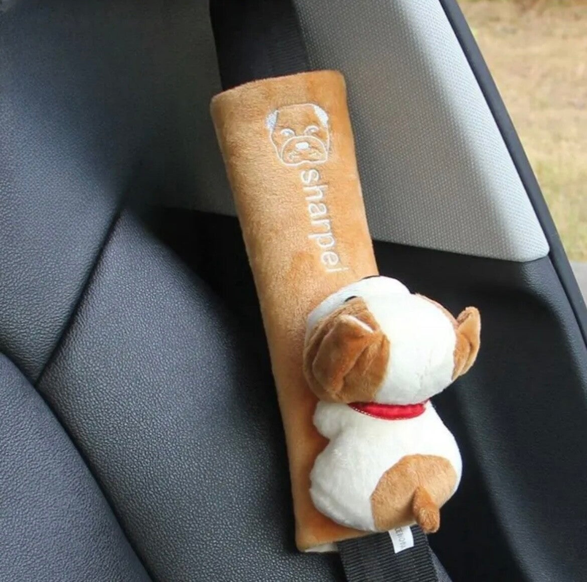 Veiligheidsgordel Cover Pads Universele Auto Pu Lederen Schouderkussen Beschermer - Voertuig Gordelhoes / Brown Puppy