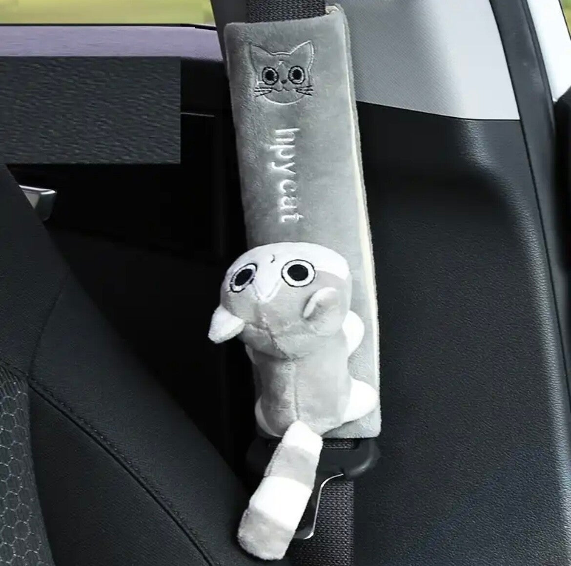 Veiligheidsgordel Cover Pads Universele Auto Pu Lederen Schouderkussen Beschermer - Voertuig Gordelhoes / Grey Cat