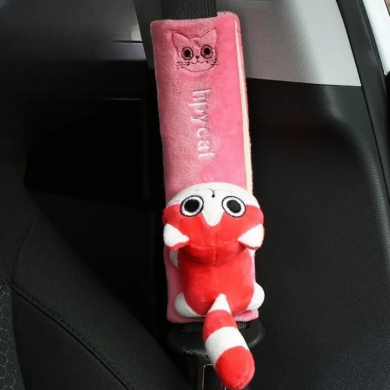Veiligheidsgordel Cover Pads Universele Auto Pu Lederen Schouderkussen Beschermer - Voertuig Gordelhoes / Pink Kitten