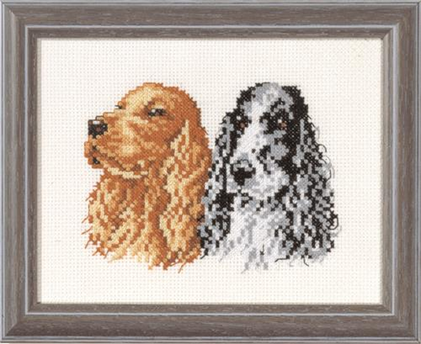 Borduurpakket telpatroon aïda Spaniëls 13x17cm -