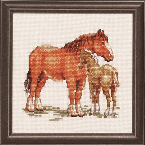 Borduurpakket telpatroon aïda Paard 17x17cm