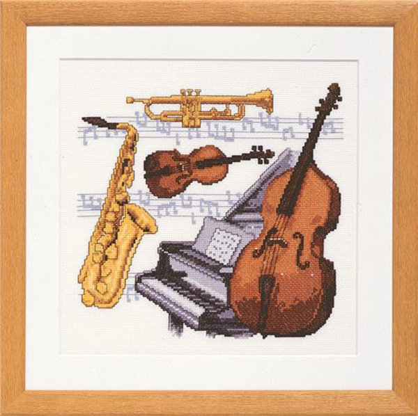 Borduurpakket telpatroon aïda Muziekinstrumenten 36 x 36 cm