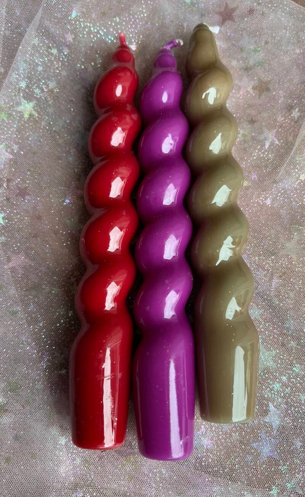 Wokkel kaarsen - Glans - 3 kleuren