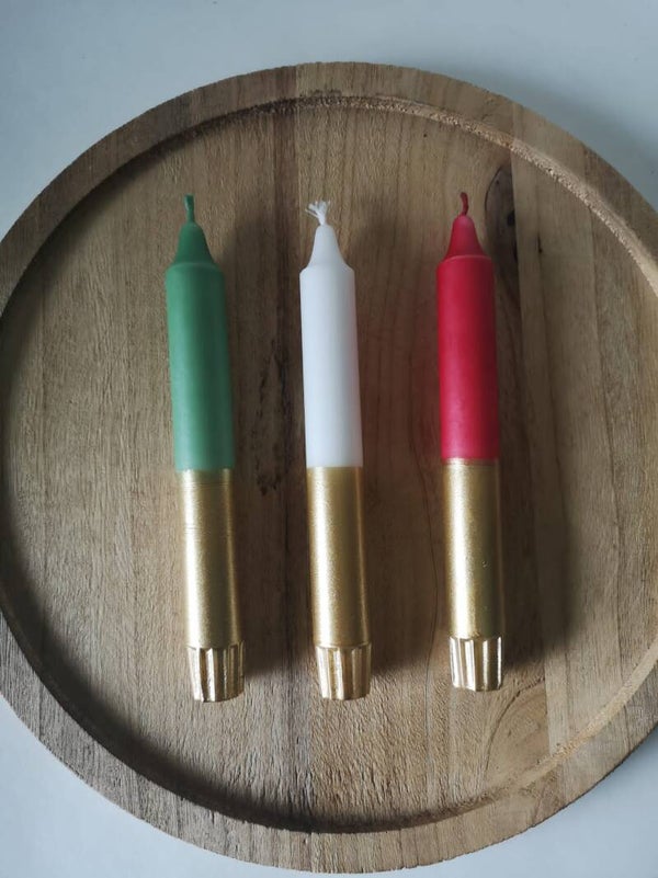 Kaarsen set Trois Rouge vert ort (per stuk bestellen ook mogelijk)