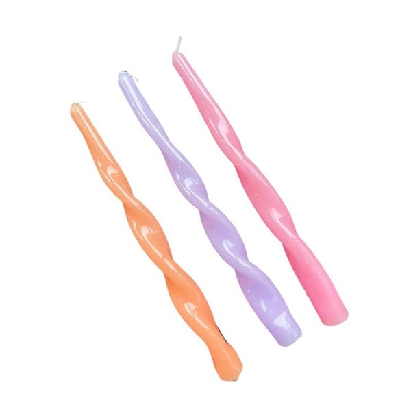Set van 6 pastel Swirlkaarsen