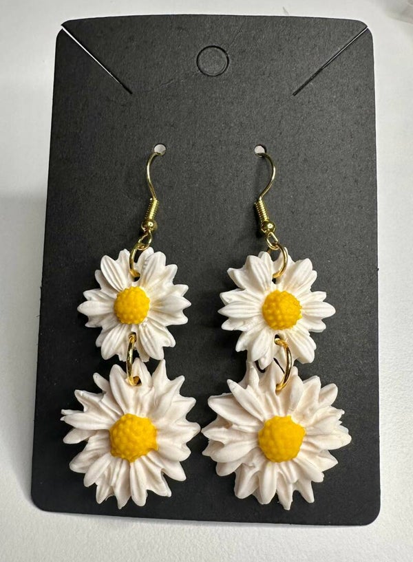 Oorbel Daisy Duo - Wit/Geel