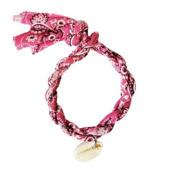 Bandana armband - Lichtblauw en Roze